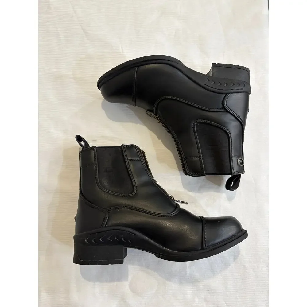 Ovation Child's 3 Quantum Zip Paddock Riding Boots Polished Black Faux Leather